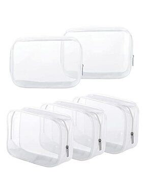Clear Toiletry Bags 5 Pack Travel Cosmetic Makeup Organizer Zipper Pouches TSA